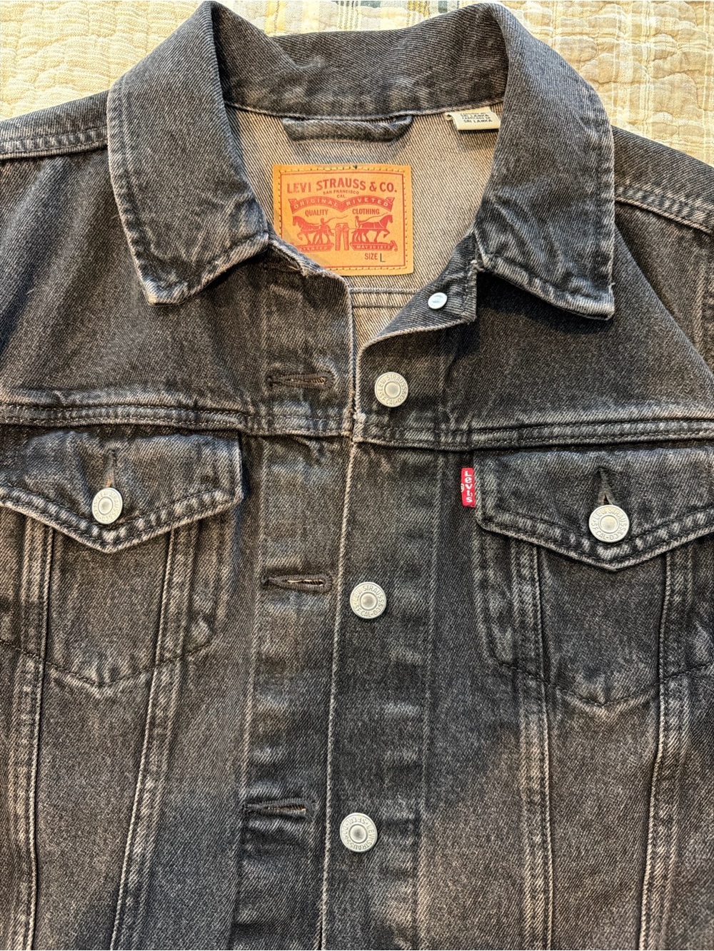 Levi’s Black Denim Jacket Women’s Large Trucker Style Like New
